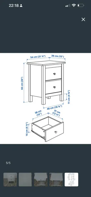 Comodino bianco Ikea