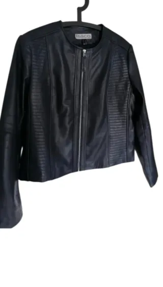 Chaqueta de cuero Isaco azul oscuro.