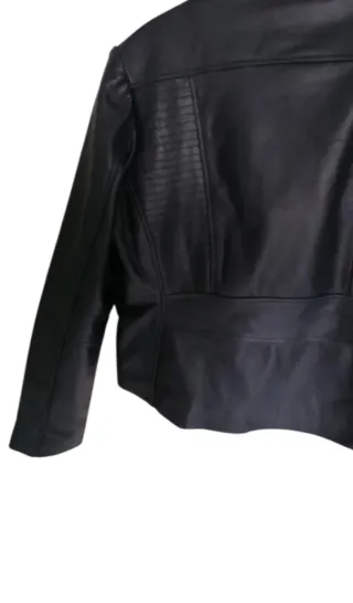 Chaqueta de cuero Isaco azul oscuro.