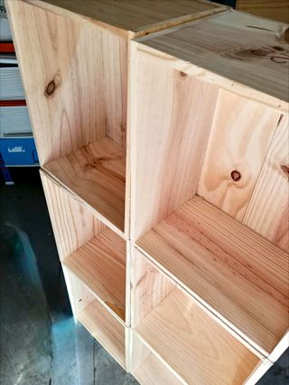 6 Scatole di legno impilabili per scaffali e armadi