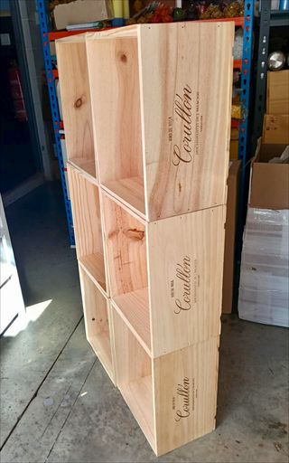 6 Scatole di legno impilabili per scaffali e armadi