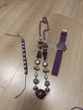 Lote bisutería morado y plateado