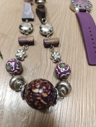 Lote bisutería morado y plateado