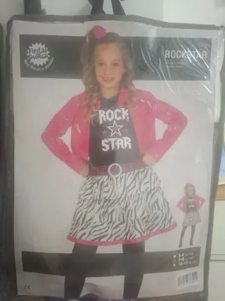 Disfraz Rockera Niña Talla 7-9 Años
