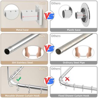 MISOUNDA barra cortina ducha L Acero 85x175cm