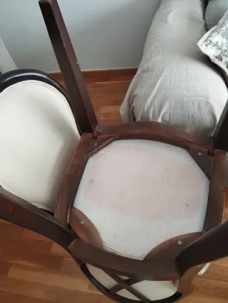 4 Sillas Comedor Madera Wengué Polipiel Beige