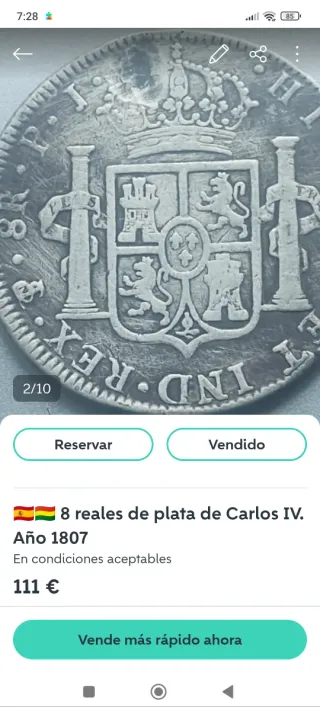 Lote 3 monedas 8 reales Carlos IV