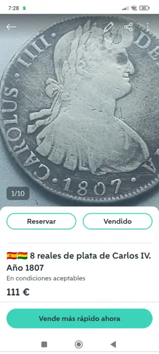 Lote 3 monedas 8 reales Carlos IV