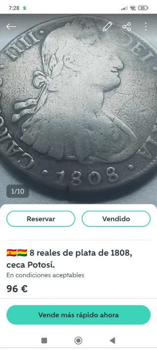 Lote 3 monedas 8 reales Carlos IV