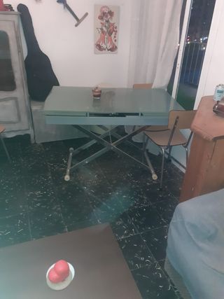 Mesa de comedor elevable cristal y metal