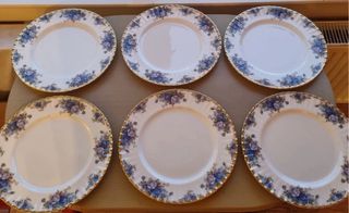 6 Piatti in Porcellana Decorati Blu