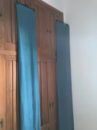 Cortinas azul petróleo vintage