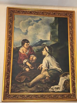 Pintura antigua Dos niños