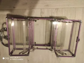 Neceser transparente con detalles morados