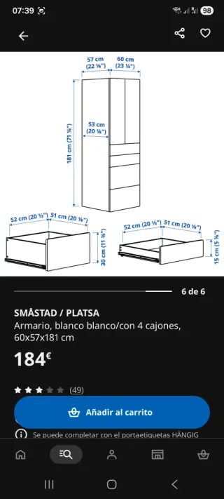 Armario infantil Smastad