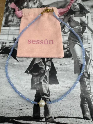 Collar Sessùn perlas y cristales azul