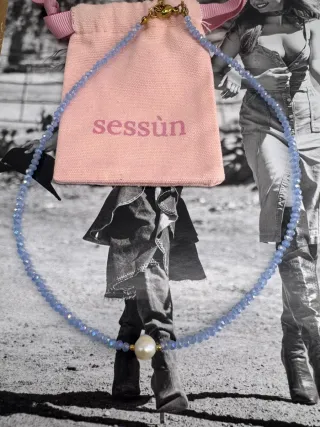 Collar Sessùn perlas y cristales azul