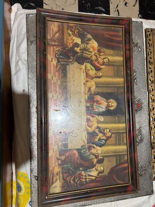 Cuadro antiguo paisaje bosque..