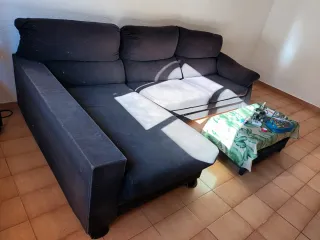 Sofá Cama y Chaise Longue Gris