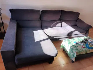 Sofá Cama y Chaise Longue Gris
