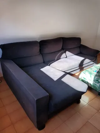 Sofá Cama y Chaise Longue Gris