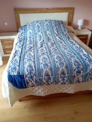 Edredón Cama 80-90cm Azul y Blanco