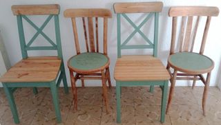 Mesa comedor extensible madera "verde vintage"