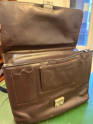 Maletín de trabajo piel marrón 40x30x10