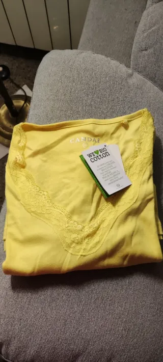 Camiseta tirantes Canda S/M/L encaje amarillo