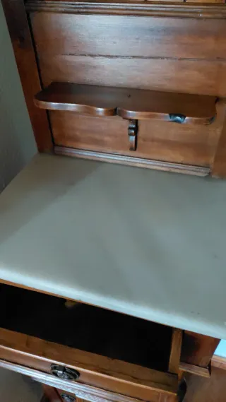 Mesita Auxiliar Antigua Madera y Mármol