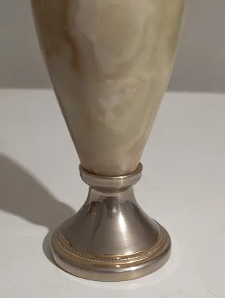 Vaso/Anfora vintage marmo Onice e metallo - 23 cm