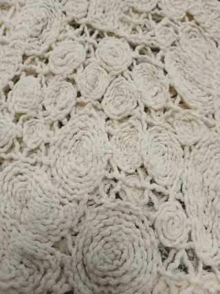 Chaqueta crochet manga 3/4 beige