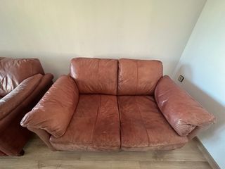 Sofá de piel auténtica color cuero