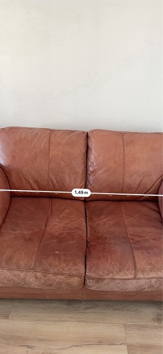 Sofá de piel auténtica color cuero
