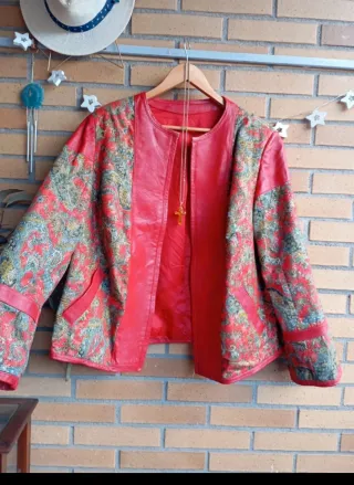 Chaqueta Bomber Vintage Multicolor Roja
