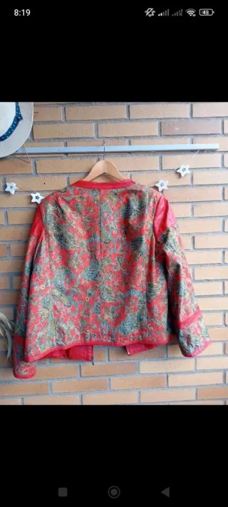 Chaqueta Bomber Vintage Multicolor Roja