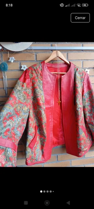 Chaqueta Bomber Vintage Multicolor Roja