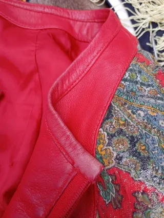 Chaqueta Bomber Vintage Multicolor Roja