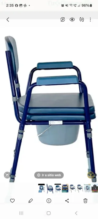 Silla WC acolchada con orinal portátil