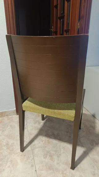 Sillas comedor madera y tela verde