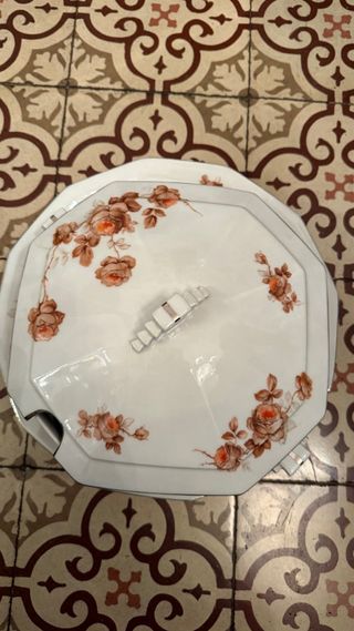 Sopera porcelana Art Deco floral