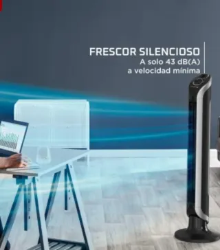 Ventilador Torre Rowenta Negro y Plata