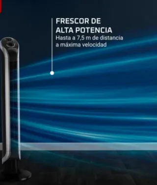 Ventilador Torre Rowenta Negro y Plata