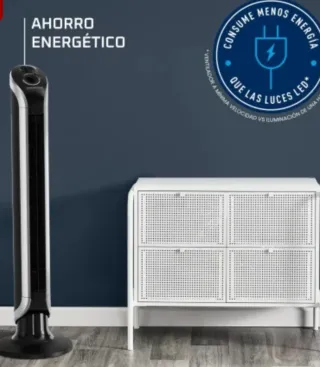Ventilador Torre Rowenta Negro y Plata