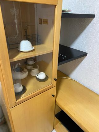 Conjunto Muebles Madera y Cristal