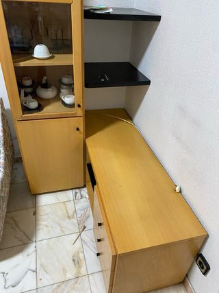 Conjunto Muebles Madera y Cristal