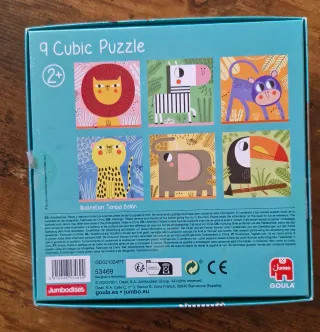 Puzzle rompecabezas 9 cubos Goula León y cebra