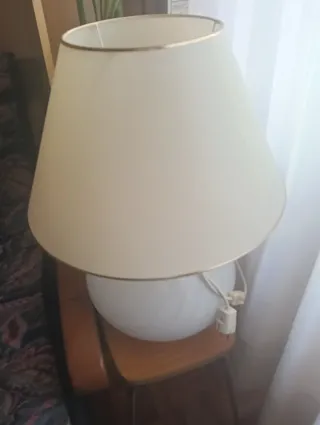 Lámpara de mesa tela y cristal