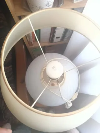 Lámpara de mesa tela y cristal