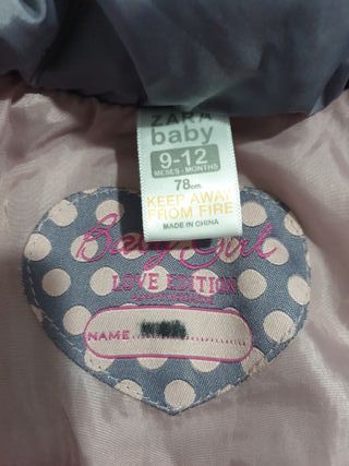 Abrigo morado niña ZARA 9/12 meses